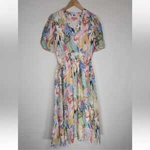 THML Floral Print Midi Floral V Neck Feminine Vacation Size M Womens